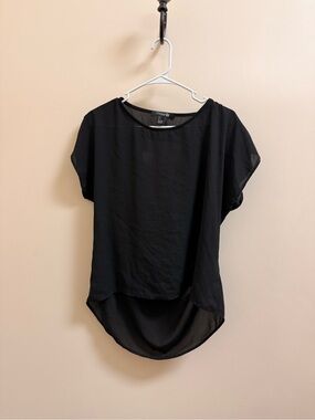 Forever 21 Black Short Sleeve High-Low Blouse